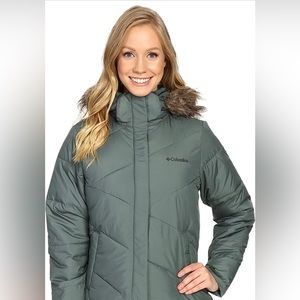 Green Columbia Women's Snow Eclipse Long Puffer Jacket, Size 1X